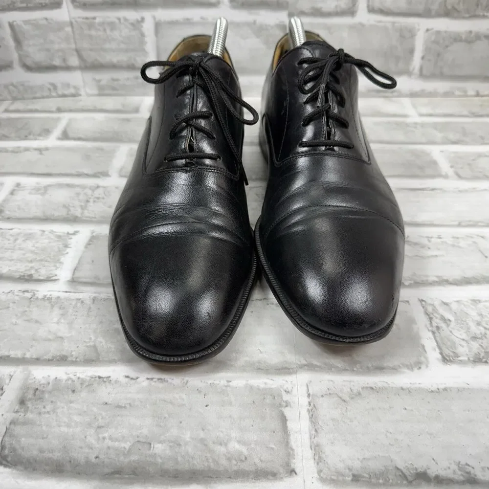 Massimo Emporio Men's Size 9 Black Leather Cap Toe Oxfords Lace Up Dress Shoes